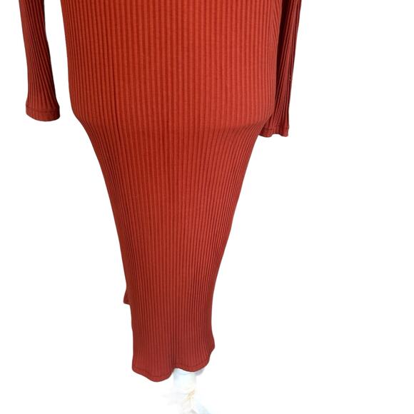 Maje Milan Duster Cardigan Size 1 Small Terracotta Rust Orange Ribbed Open Midi - Picture 8 of 14